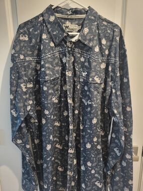 Cowboy Hardware Navy "Tonal Paisley" Long Sleeve Men's Western Shirt